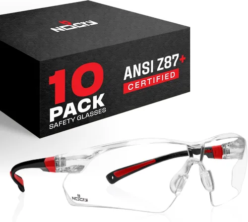 Vista 17 de NoCry Gafas de Tiro Transparentes para Hombres con Lentes Envolventes Antivaho y Resistentes a los Arañazos — Anteojos de Seguridad ANSI Z87