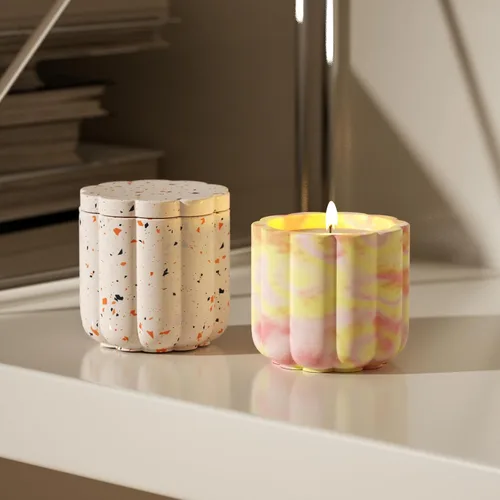 Vista 2 de BOOWAN NICOLE Molde de silicona para recipiente de vela para hormigón, moldes de maceta de tarro de vela, molde de silicona para bricolaje