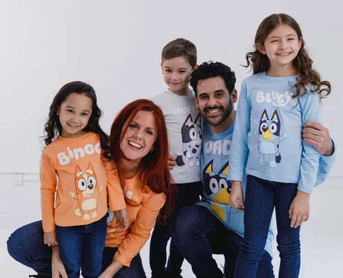 Vista 5 de Bluey Bingo Chilli Mom Bandit Dad Long Sleeve Matching Family T-Shirt Toddler to Adult