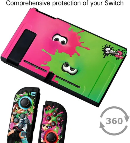 Vista 5 de PERFECTSIGHT Cute Protective Case for Nintendo Switch, Kawaii Soft TPU Slim Cover, Cartoon Hard Shell Dockable Case for NS Console and Joy Con