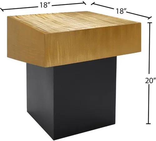 Vista 3 de Meridian Furniture Colección Palladium Modern Mesa auxiliar superior texturizada contemporánea con base de metal negro mate, 18 pulgadas de ancho