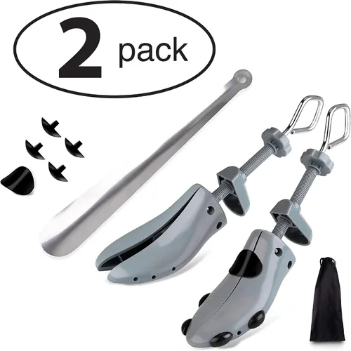 Vista 2 de 2 pares de estiradores de zapatos para hombre, longitud y ancho ajustables, ampliador de zapatos con forma de árbol para pies anchos, estiradores