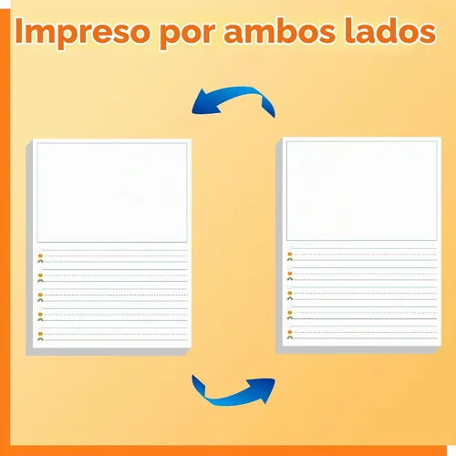 Vista 3 de 100 hojas de papel de escritura a rayas, impresión de doble cara, espacio de líneas de 1 pulgada con área en blanco, papel de escritura a mano