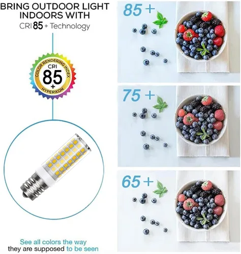 Vista 4 de Bombilla LED E17 de 8 W, bombilla para horno microondas, luz blanca cálida, 850 lm, equivalente a halógeno de 75 W, regulable (paquete de 2)