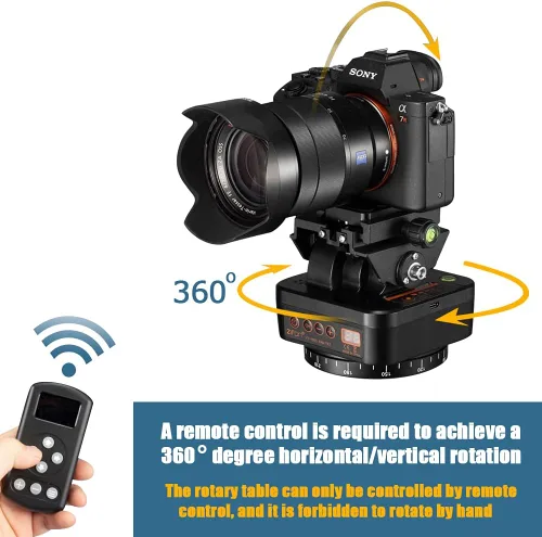 Vista 3 de YT-1000 Cabezal panorámico con control remoto, cabezal panorámico giratorio motorizado automático para teléfonos inteligentes/cámaras réflex