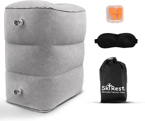 Vista 11 de Almohada inflable para reposapiés para viajes en avión - Reposapiernas ajustable para vuelos largos, extensor de asiento de avión para bebé/niño
