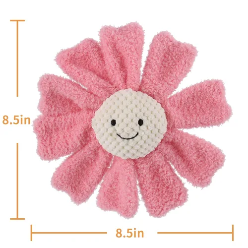 Vista 3 de Apricot Lamb Baby Lovey - Juguete suave de sonajero de girasol, flores de peluche para recién nacido, suave agarre de mano para más de 0 meses