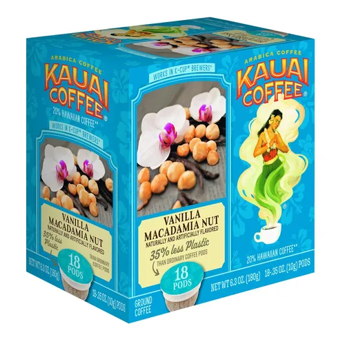 Vista 39 de Kauai Coffee Cápsulas K-Cup para cafeteras Keurig, café arábica, 10% hawaiano, tostado medio, aroma brillante con notas florales, descafeinado, 1