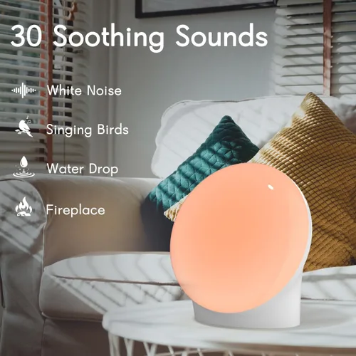 Vista 2 de Máquina de Sonido de Ruido Marrón con 30 Sonidos Relajantes, Máquina de Sueño, Luz Nocturna de 12 Colores, Máquina de Ruido Blanco, 36 Niveles