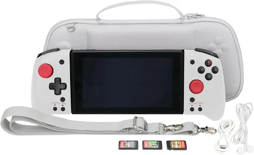 Vista 6 de Aenllosi Hard Travel Case for Hori Nintendo Switch Split Pad Pro Handheld Controller-White(Only Case)