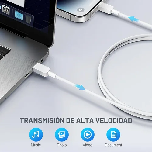 Vista 6 de Cargador para iPhone de carga rápida original [certificado Apple MFi], paquete de 2 bloques de carga de pared tipo C con 2 cables USB C a Lightning