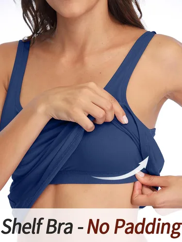 Vista 72 de V FOR CITY Camiseta sin mangas de algodón para mujer con brasier de estante ajustable con correa ancha y tirantes básicos