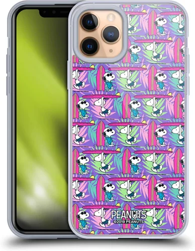 Vista 147 de Head Case Designs Funda de gel suave con licencia oficial de Peanuts Tropical Surf Snoopy Aloha Disco compatible con Apple iPhone 13 Mini Surf