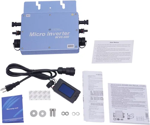 Vista 5 de Inversor solar, inversor de aleación de aluminio de 600 W, inversor de rejilla con pantalla LCD, kit de inversor solar para paneles solares de 30 V