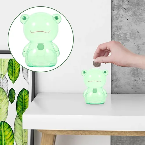 Vista 3 de Hucha de rana irrompible de plástico para dinero, caja de ahorro de dinero, caja de ahorro de dinero, adorno de escritorio para niñas, niños