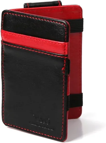 Vista 4 de Y&G Billetera de cuero para hombre, Negro, rojo oscuro-YCM010301, Minimalista