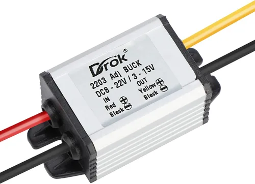 Vista 5 de DROK Convertidor de voltaje de CC a CC impermeable regulador de voltaje 8-22V a 3-15V 5V 12V 3A salida ajustable transformador de fuente