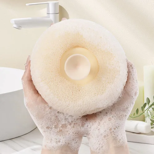 Vista 3 de 3 piezas de bonito artefacto exfoliante con ventosa, bola de baño de masaje, bolas de esponja de ducha, cepillo de limpieza de nailon, limpiador