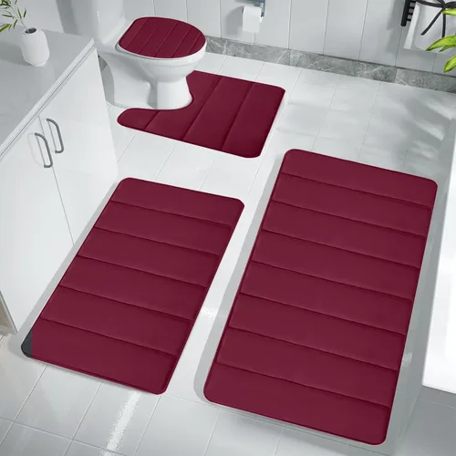 Vista 8 de Bathroom Rugs for 3 Pieces, Memory Foam Bath Mat Set, Universal Toilet Mats, Soft Comfortable, Water Absorption, Non-Slip, Thick, Machine Washable