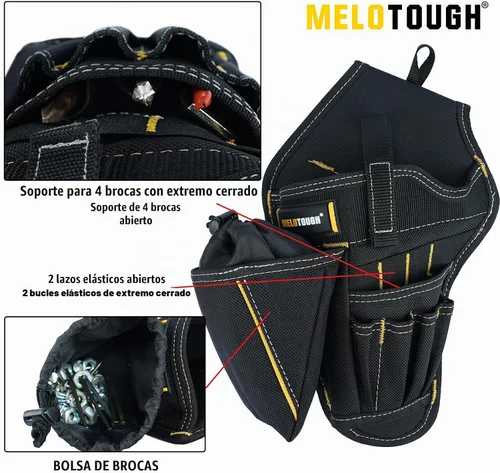 Vista 4 de MELOTOUGH Funda para taladro con portabrocas, funda para atornillador de impacto, funda resistente para cinturón de herramientas