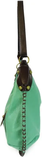 Vista 5 de Chala Bolsos de mano, estilo casual, suave, grande hombro o bolso cruzado con llavero, color verde azulado, Búho