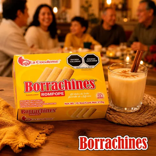 Vista 5 de Borrachines La Coculense Sabor Rompope 24pcs Caja 10.9oz sin alcohol Auténtico caramelo mexicano