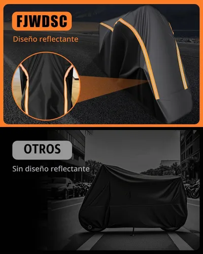 Vista 6 de Funda Completa para Motocicleta Impermeable para Almacenamiento Interior/Exterior, Funda Impermeable para Motocicleta Resistente con Tiras Negro