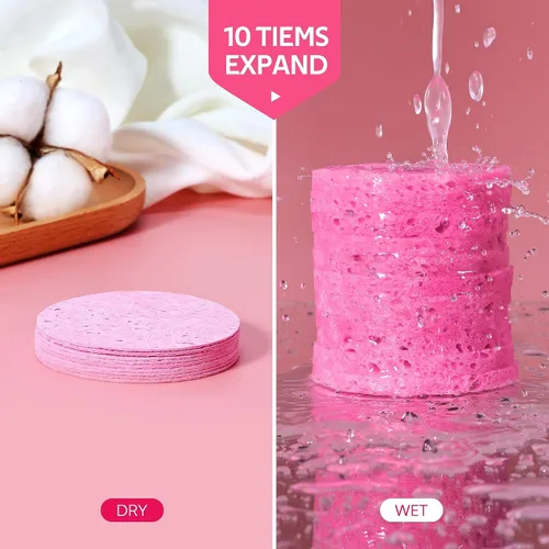 Vista 4 de GAINWELL Bride to Be Gifts - Esponja facial comprimida de 50 unidades, limpieza facial diaria y exfoliante, esponjas cosméticas de spa 100% Rosa