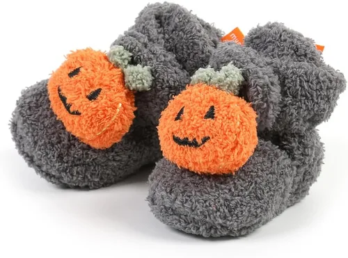 Vista 4 de COSANKIM Botas de forro polar antideslizantes para bebés recién nacidos, calcetines de invierno para niños y niñas, zapatos de cuna cálidos