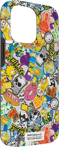 Vista 3 de Funda de collage de pegatinas para iPhone 14 Pro Max de Los Simpson