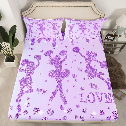 Vista 39 de Erosebridal Sábana bajera ajustable de gimnasia con bolsillo profundo para niñas y niños, tamaño individual, juego de ropa de cama deportiva