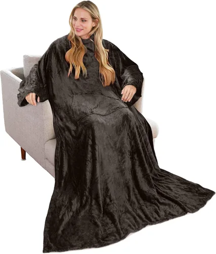 Vista 18 de Solaris Manta Vestible de Viaje con Mangas, 2 en 1, Manta de Almohada de Avión Plegable para Adultos, Mujeres y Hombres, Manta Corporal Suave