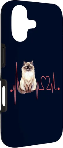 Vista 3 de Himalayan Cat Heartbeat EKG Funny I Love My Cat Case for iPhone 17