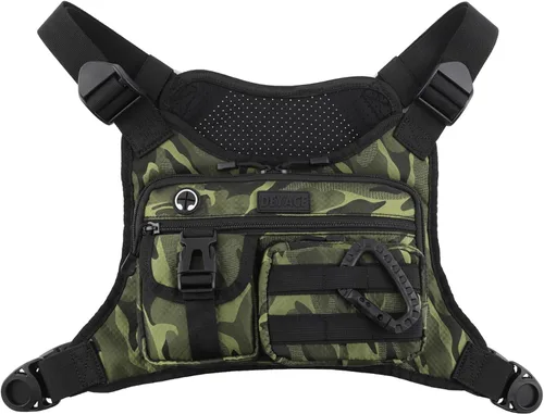 Vista 9 de DEYACE - Bolso de pecho para hombre, Negro-cp, Talla única Bolsa EDC para entrenamientos, correr, ciclismo