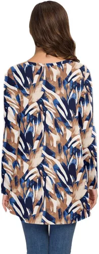 Vista 76 de AWULIFFAN Blusa tipo túnica holgada de manga larga con cuello redondo para mujer