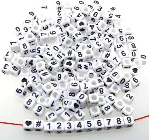 Vista 9 de Gresorth 800 cuentas acrílicas de cubo blanco para manualidades, pulseras, collares, llaveros de 0.236 x 0.236 pulgadas