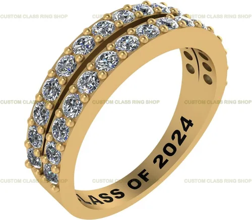 Vista 2 de Custom High School and College Class Ring Sterling Silver / 10K/ 14K Gold - GRA Certified Moissanites/Lab Grown Diamonds Ring Graduation Gifts for