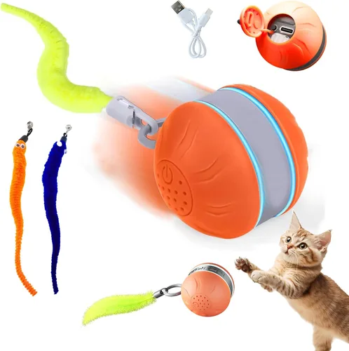 Vista 9 de Speedy 2.0 Tail - Juguetes interactivos para gatos adultos aburridos de interior, bolas de juguete automáticas recargables para gatos que se mueven