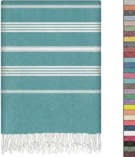 Vista 13 de EPHESUS TOWELS Toalla de playa turca de gran tamaño de 38 x 70 pulgadas, diseño sultán, toalla turca para playa, baño, piscina, gimnasio, yoga