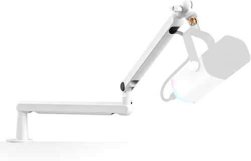 Vista 10 de FIFINE Brazo de brazo de micrófono, soporte de brazo de micrófono ajustable de perfil bajo con abrazadera de montaje de escritorio, adaptador