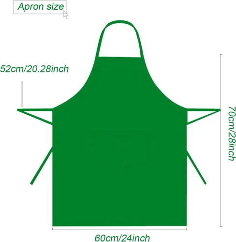 Vista 2 de 12 delantales verdes a granel resistentes a gotas de agua para mujeres y hombres, delantales de cocina con 2 bolsillos (24 x 28 pulgadas, verde)