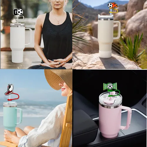 Vista 3 de 10 tapas de popote para vaso Stanley Cup de 30 y 40 onzas, de 0.394 in, reutilizables, de silicona, para copas Stanley, accesorios para vasos