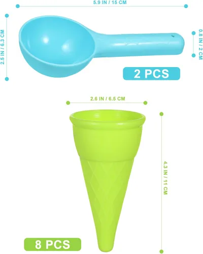 Vista 3 de Toddmomy Juguetes para niños pequeños, 10 piezas de plástico para helados, juegos de arena para niños, juego sensorial al aire libre para niños