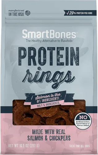 Vista 10 de SmartBones Protein Rings - Golosinas para perros sin piel cruda, pollo real, 10.5 onzas Con pollo real y batata, 30% proteína por anillo, sin