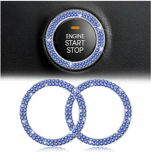 Vista 42 de Calcomanías de anillo de arranque de motor con diamantes de imitación de cristal, paquete de 2 unidades, cubierta / calcomanías para botón de Doble