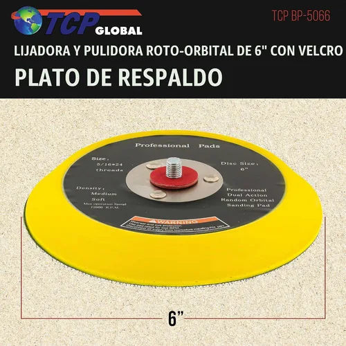 Vista 2 de 6" DA Almohadilla pulidora y lijadora - Cara con cierre de gancho y bucle - Placa de apoyo con trayectoria orbital aleatoria