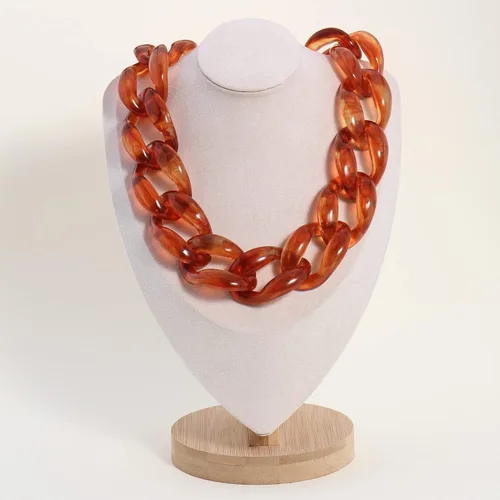 Vista 2 de Beryohz Gargantilla gruesa de moda de acrílico con eslabones de cable para mujer