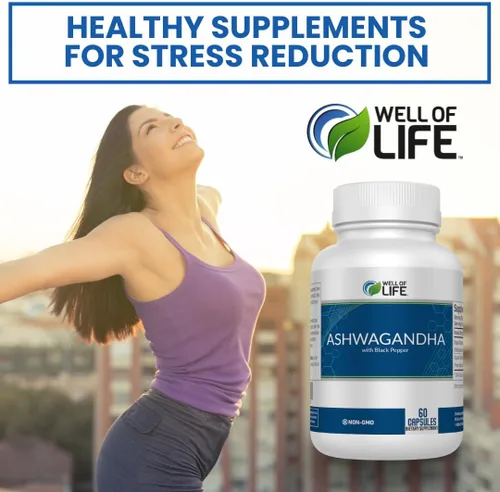Vista 4 de Well of Life Ashwagandha Suplementos 1300mg por porción – con extracto de pimienta negra para calma, concentración y apoyo para dormir 60 cápsulas
