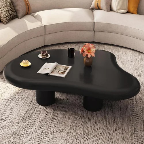 Vista 7 de Miuuod Cloud - Mesa auxiliar con 4 patas para sala de estar, mesa central, mesa baja, mesa auxiliar color crema, mesa de sofá de esquina redonda