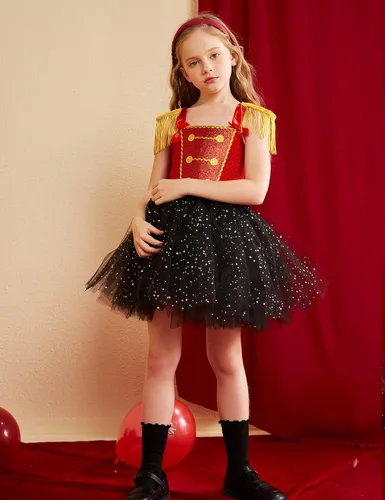 Vista 3 de Tutu Dreams - Disfraz de cascanueces para niñas de 1 a 12 años con diadema de circo para cumpleaños, fiesta de Halloween.